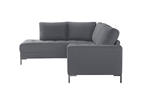 Guy Laroche Home - Sofá esquinero izquierdo fijo Harmony Big, color gris claro – Tacto terciopelo