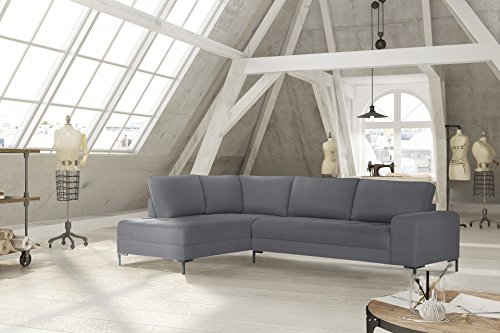 Guy Laroche Home - Sofá esquinero izquierdo fijo Harmony Big, color gris claro – Tacto terciopelo