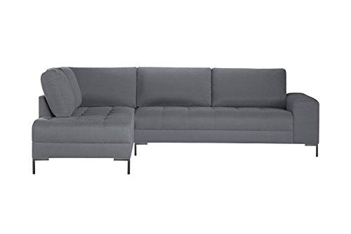 Guy Laroche Home - Sofá esquinero izquierdo fijo Harmony Big, color gris claro – Tacto terciopelo