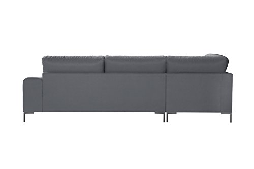 Guy Laroche Home - Sofá esquinero izquierdo fijo Harmony Big, color gris claro – Tacto terciopelo