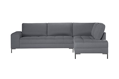 Guy Laroche Home - Sofá esquinero recto fijo Harmony Big, gris claro, tacto aterciopelado