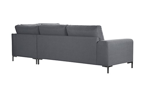 Guy Laroche Home - Sofá esquinero recto fijo Harmony Big, gris claro, tacto aterciopelado