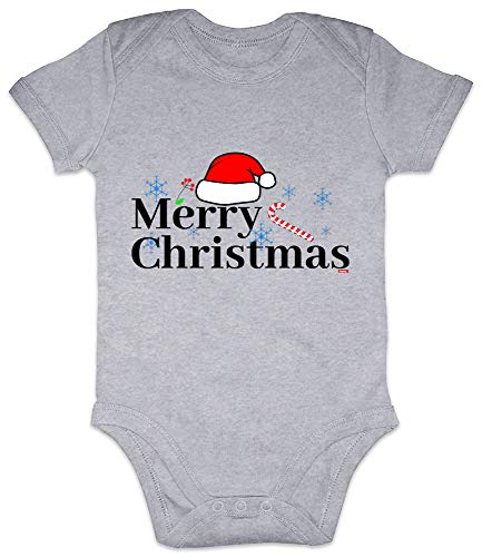 Hariz Baby Body de manga corta Merry Christmas 2 Navidad Navidad Navidad Navidad árbol abeto Incluye tarjeta de regalo lápiz gris 0 – 3 meses