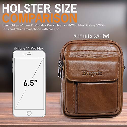 Hengying Bolso Para Hombre Piel Bolso Mensajero Pequeño Bolsa de Cuero Hombre Riñonera Bolso bandolera Bolsa de Hombro Estilo Vintage bolsa Cruzada Cuerpo Bolsa de Cinturón + Llavero de Piel