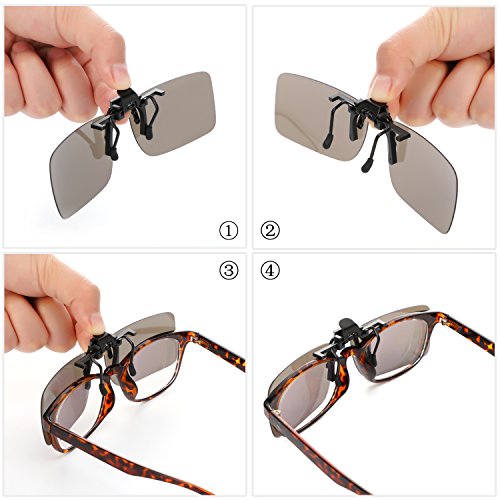 Hifot Clip Gafas de Sol polarizadas Lentes 2 Piezas, Flip up Gafas de Sol para Mujer Hombre, Suplementos de Sol para Gafas graduadas