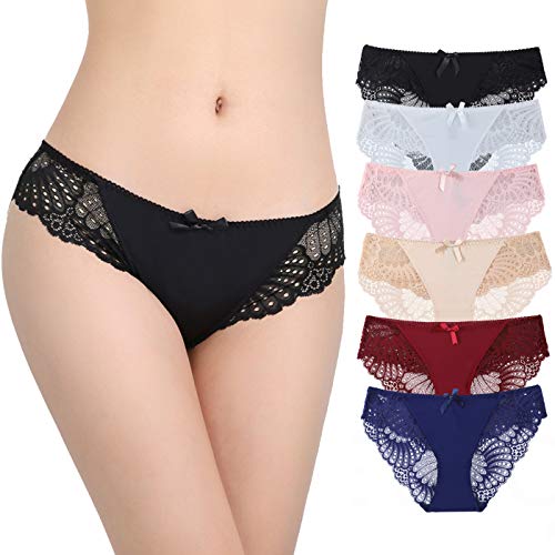 HOKEMP Bragas de Encaje de Mujer Braguitas Ultra Delgadas Sexy Low Rise Calzoncillos de Encaje Bikini Bragas