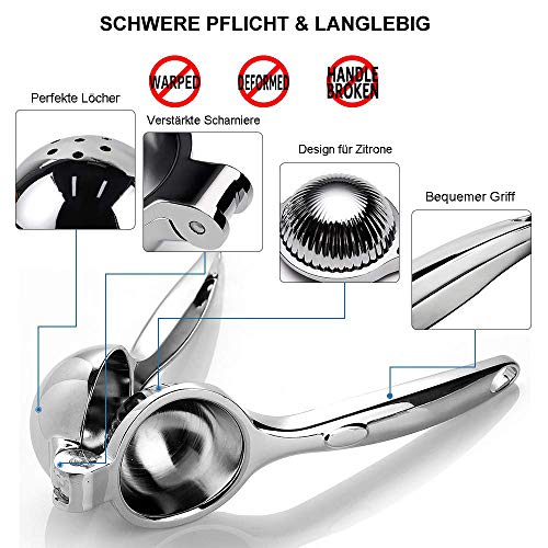 HomeTeck Exprimidor Manual de Limón, Robusto y Resistente, Exprimidor Anticorrosivo de Cítricos, Apto para Lavavajillas.