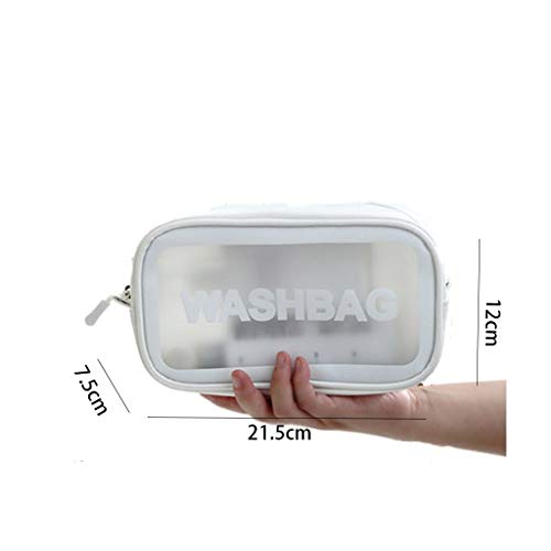 HSF Función de Viaje portátil pequeña Bolsa de Lavado Transparente Impermeable Bolsa de cosméticos Masculina Femenina Bolsos Totes (Color : White)