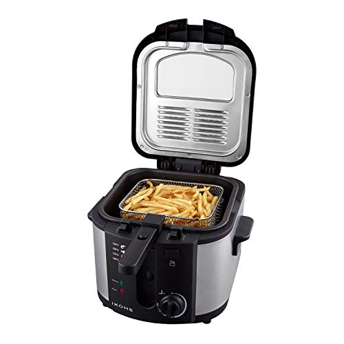 IKOHS Freidora Eléctrica QUICKFRY. Freidora con Aceite con Tapa Transparente, 4 Programas de Fritura Preconfigurados, 2180W, hasta 190ºC, Filtro para Mantener el Aceite Limpio, Programable (Gris)