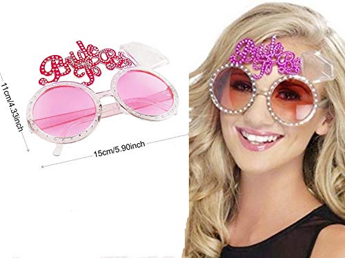 InnoBase " Bride to be Hen Party Favors Disfraces Accesorios Novia a ser Bride to be Satinado Sash Boda Nupcial Velo Blanco con Peine y Gafas de Sol con la inscripción Funny 3 Piezas