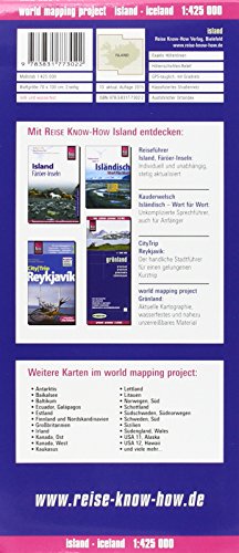 Islandia, mapa impermeable de carreteras. Escala 1:425.000. Reise Know-How.