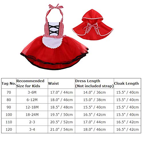 IWEMEK Disfraz de Caperucita Roja Vestido de Princesa tutú con Capa para Niña Bebe Infantil Disfraces de Carnaval Halloween Fiesta Cumpleaños Navidad Trajes Cosplay Fancy Dress Up Rojo 3-4 años