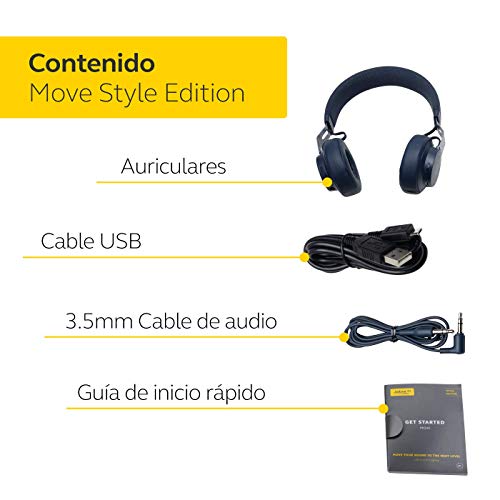 Jabra Move Style Edition – Auriculares On-Ear, Conexión Bluetooth con Smartphones, Ordenadores y Tabletas, Para Música y Llamadas Inalámbricas, Azul Marino