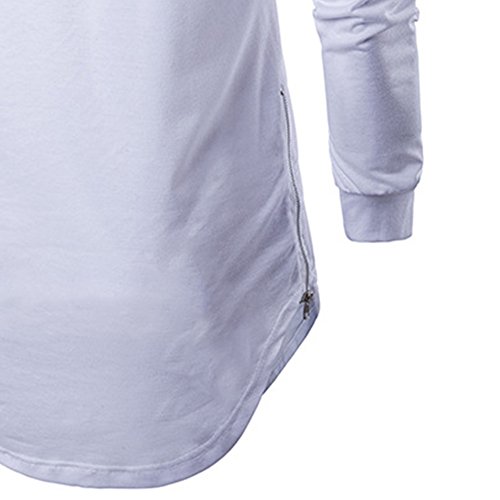 JOLIME - Sudadera con capucha para hombre, manga larga, estilo hipster hip hop, con ribete lateral Blanco blanco XXL