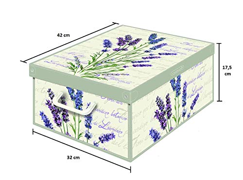 Kanguru Caja de Almacenamiento en cartòn Lavatelli, Lavanda con Tapa perfumada, facil Montaje, Resistente, 32x42x17,5cm, Media