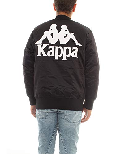 Kappa Giubbotto Uomo Nero Bomber con Bande Laterali e Maxi Stampa con Logo 304RMA0954 XL