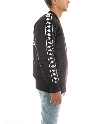 Kappa Giubbotto Uomo Nero Bomber con Bande Laterali e Maxi Stampa con Logo 304RMA0954 XL