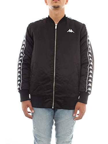 Kappa Giubbotto Uomo Nero Bomber con Bande Laterali e Maxi Stampa con Logo 304RMA0954 XL