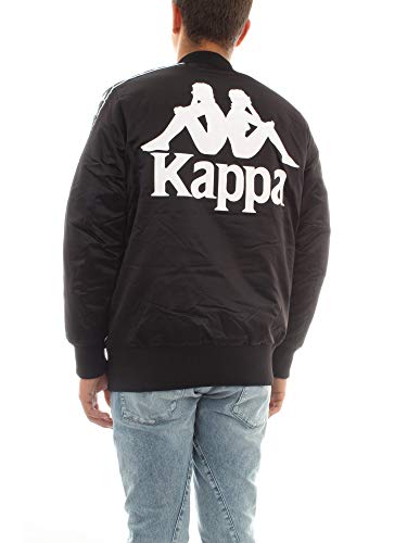 Kappa Giubbotto Uomo Nero Bomber con Bande Laterali e Maxi Stampa con Logo 304RMA0954 XL