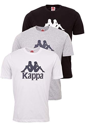 Kappa VEPPEL - Pack de 3 camisetas deportivas para hombre con cuello redondo y logo impreso para hombre - Camiseta de manga corta para deporte y ocio - Corte regular multicolor M