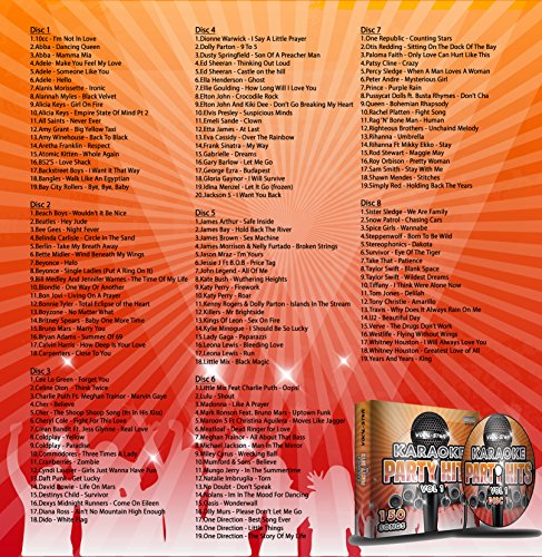 Karaoke Party Hits CDG CD+G Disc Set - 150 Songs on 8 Discs Including The Best Ever Karaoke Tracks Of All Time (Adele, Edd Sheeran, Coldplay, Abba, Beatles, Frank Sinatra, One Direction and much more)