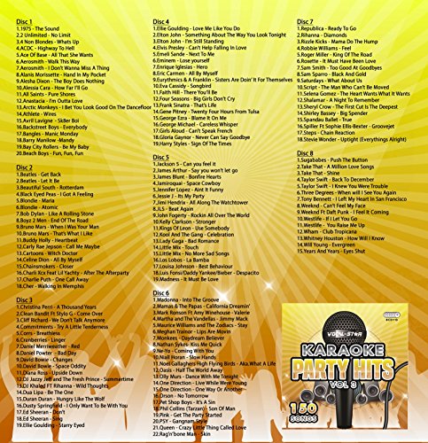 Karaoke Party Hits Vol 3 CDG CD+G Disc Set - 150 Songs on 8 Discs Including The Best Ever Karaoke Tracks Of All Time (Ed Sheeran ,Taylor Swift, Beatles, Frank Sinatra, One Direction & much more