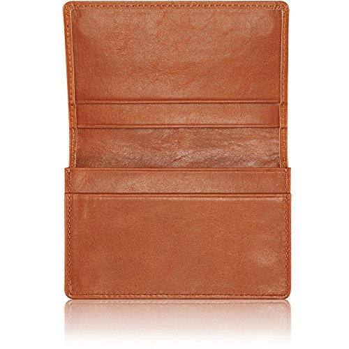 KAVAJ Singapore Porta Tarjeta de Visita en Piel Cognac Brown - Porta Monedas en Piel con Nombre en Piel Genuina Monedero en Piel para Hombre y Mujer