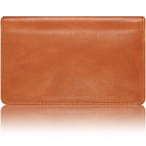 KAVAJ Singapore Porta Tarjeta de Visita en Piel Cognac Brown - Porta Monedas en Piel con Nombre en Piel Genuina Monedero en Piel para Hombre y Mujer