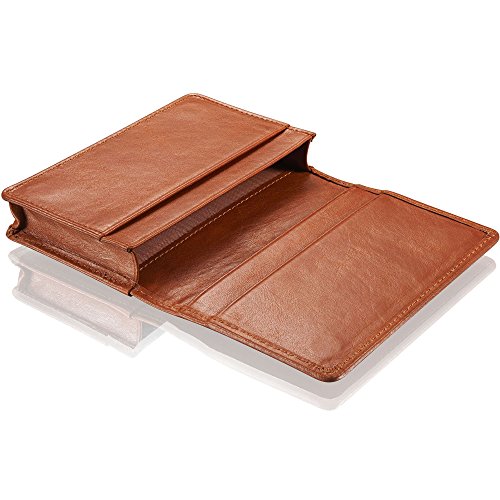 KAVAJ Singapore Porta Tarjeta de Visita en Piel Cognac Brown - Porta Monedas en Piel con Nombre en Piel Genuina Monedero en Piel para Hombre y Mujer