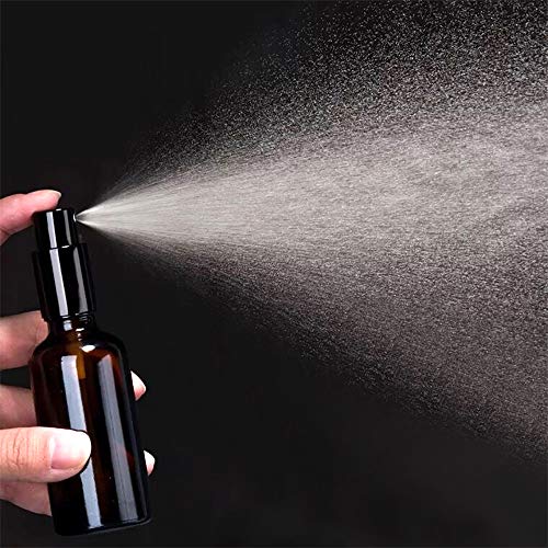 Keilafu Botella de Vidrio ámbar, pulverizador Colonia, Botellas atomizadoras de Niebla Fina vacías de Color ámbar de 50 ml, Botella de Spray de Vidrio de 10 Piezas para Limpieza, Perfume, cosmética