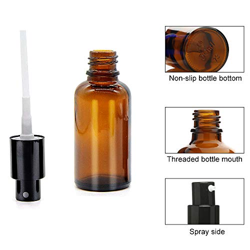 Keilafu Botella de Vidrio ámbar, pulverizador Colonia, Botellas atomizadoras de Niebla Fina vacías de Color ámbar de 50 ml, Botella de Spray de Vidrio de 10 Piezas para Limpieza, Perfume, cosmética