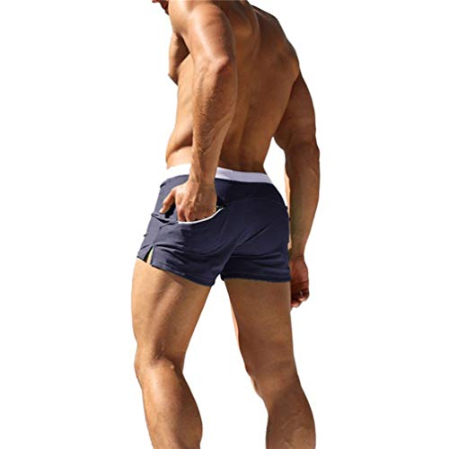 Kfnire Bañadores de natación, Pantalones Cortos de los Hombres de Secado rápido Playa Surf Corriendo Pantalones Cortos de natación Boxeadores Calzoncillos (EU M = Tag L, Navy)