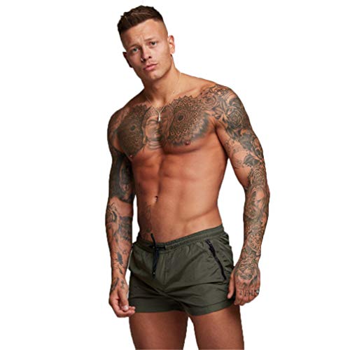 Kfnire Bañadores de natación, Pantalones Cortos de los Hombres de Secado rápido Playa Surf Corriendo Pantalones Cortos de natación Boxeadores Ligero Shorts (EU M=Tag L, Verde)