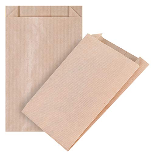 kgpack 100x Bolsas de Papel Kraft DIY 12 X 20 cm | Bolsas de Papel Kraft para niños | Calendario de adviento | Bolsa de Regalo de Fondo Plano | Bolsa de Papel de Alimentos