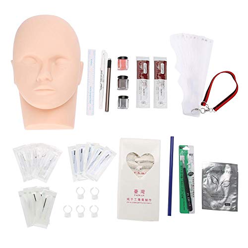 Kit de herramientas de tatuaje Práctica profesional Conjunto de cabezas de entrenamiento de maquillaje Kit de tatuaje completo para práctica Ceja Eyeline Extensión de pestañas Labios Modelo 3D