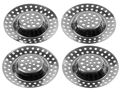 Kitchen Helpis® Filtro de Fregadero de Acero Inoxidable - set de 4, 14 g Filtro de Drenaje – muy pesado, Colador de Drenaje, Filtro, Tapón de Fregadero, Colador de la trampa de pelo, Tamiz de desagüe