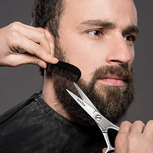 Kovira Kit Tijeras Barba y Bigote con Peine Bigote Aseo facial Preciso - Tijeras 11,43cm de Largo – Acero Inoxidable Japonés – Tijera Barba Cuidado Hombre