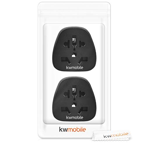 kwmobile Enchufe Adaptador UK-EU - 2 Adaptadores de Viaje con Entrada del Reino Unido a Enchufe Europeo - Set de adaptadores para Viajes en Negro