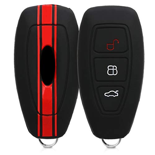 kwmobile Funda Compatible con Ford Llave de Coche Keyless Go de 3 Botones - Carcasa Protectora Suave de Silicona - Rally