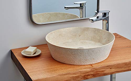 LAVABO SOBRE ENCIMERA BATHCO DE STONE MADAGASCAR BEIGE MEDIDAS: 420×120