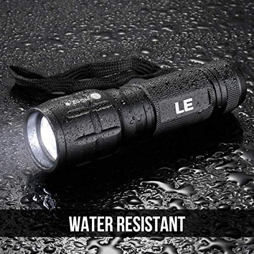 LE Linterna LED CREE Zoomable, Foco ajustable, Linterna de Mano Resistencia al agua, Linternas Antorcha Pilas AAA Incluidas Portátil Durable Robusto para Ciclismo Camping Montañismo