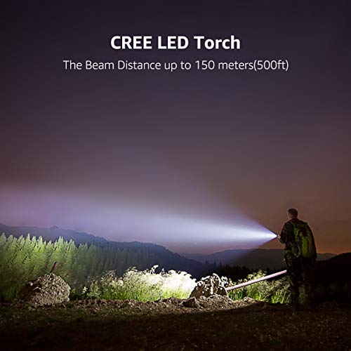 LE Linterna LED CREE Zoomable, Foco ajustable, Linterna de Mano Resistencia al agua, Linternas Antorcha Pilas AAA Incluidas Portátil Durable Robusto para Ciclismo Camping Montañismo