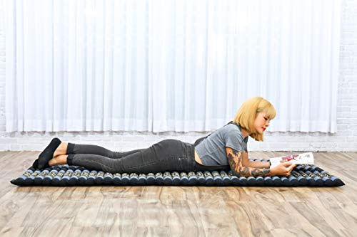 Leewadee Colchoneta Thai Enrollable, 200x76x5 cm, Colchón De Invitados Esterilla De Yoga Futon Masaje Thai Colchoneta De Dormir Orgánico Naturalmente Ecológico, Capok, Azul