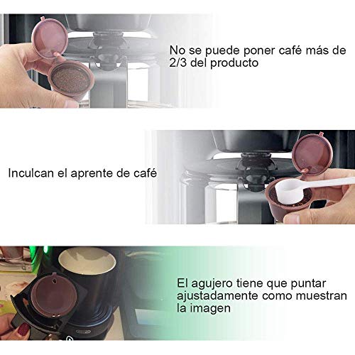 Letilio Filtros Cápsulas de Café puede rellenar reutilizar para Dolce Gusto Cafetera fuerte al menos 160 veces de usos para reemplazo,6 pcs con 2 cucharón de plástico y 2 cepillo de limpieza