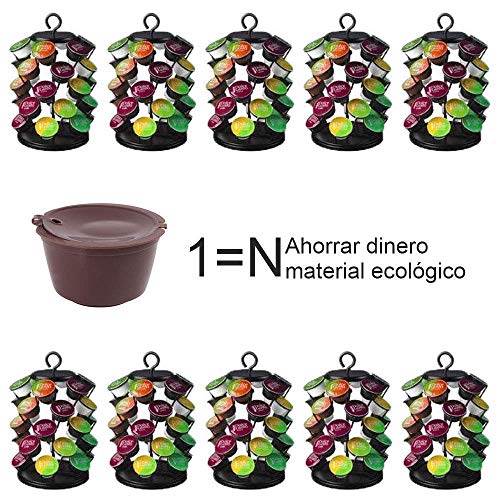 Letilio Filtros Cápsulas de Café puede rellenar reutilizar para Dolce Gusto Cafetera fuerte al menos 160 veces de usos para reemplazo,6 pcs con 2 cucharón de plástico y 2 cepillo de limpieza