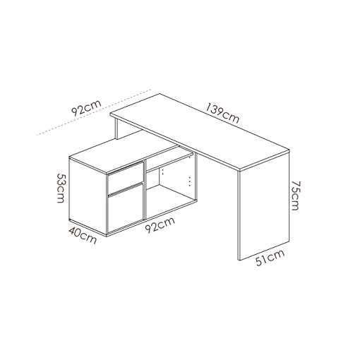 LIQUIDATODO ® - Mesa de estudio 139 cm moderna y barata en natural y blanco brillo