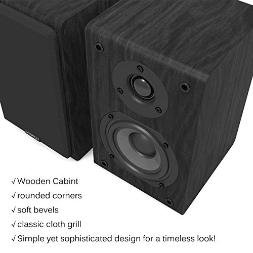 LONPOO LP42 Altavoces de estantería pasivos, Par de Altavoces de estantería,Hi-Fi Altavoz de 2 vías, 150W de Potencia, Woofer de 4", Bookself Speakers, Negro