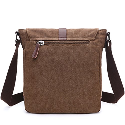 LOSMILE Hombres Lona Bolso de Bandolera La Bolsa de Mensajero Bolsa de Lona Bolsa de Hombro Messenger Bag. (M, Cafe)