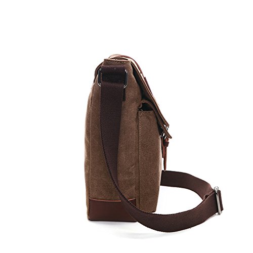 LOSMILE Hombres Lona Bolso de Bandolera La Bolsa de Mensajero Bolsa de Lona Bolsa de Hombro Messenger Bag. (M, Cafe)