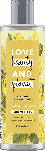 Love Beauty And Planet Tropical Hydration Gel de ducha para piel seca, aceite de coco y ylang Ylang flor sin parabenos, 1 unidad (400 ml)